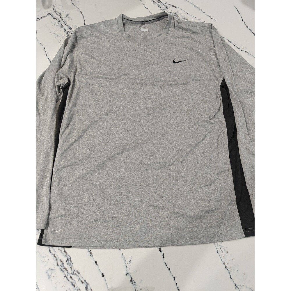 Vtg Y2K Nike Men’s Long Sleeve Pullover Shirt Size XXL Gray Black Mens Embroider